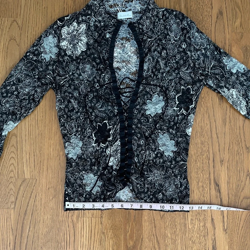 Vintage Charlotte Russe lace up floral lace bell sleeve top - Picture 12 of 14